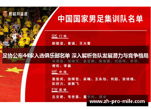 足协公布44家入选俱乐部名单 深入解析各队发展潜力与竞争格局